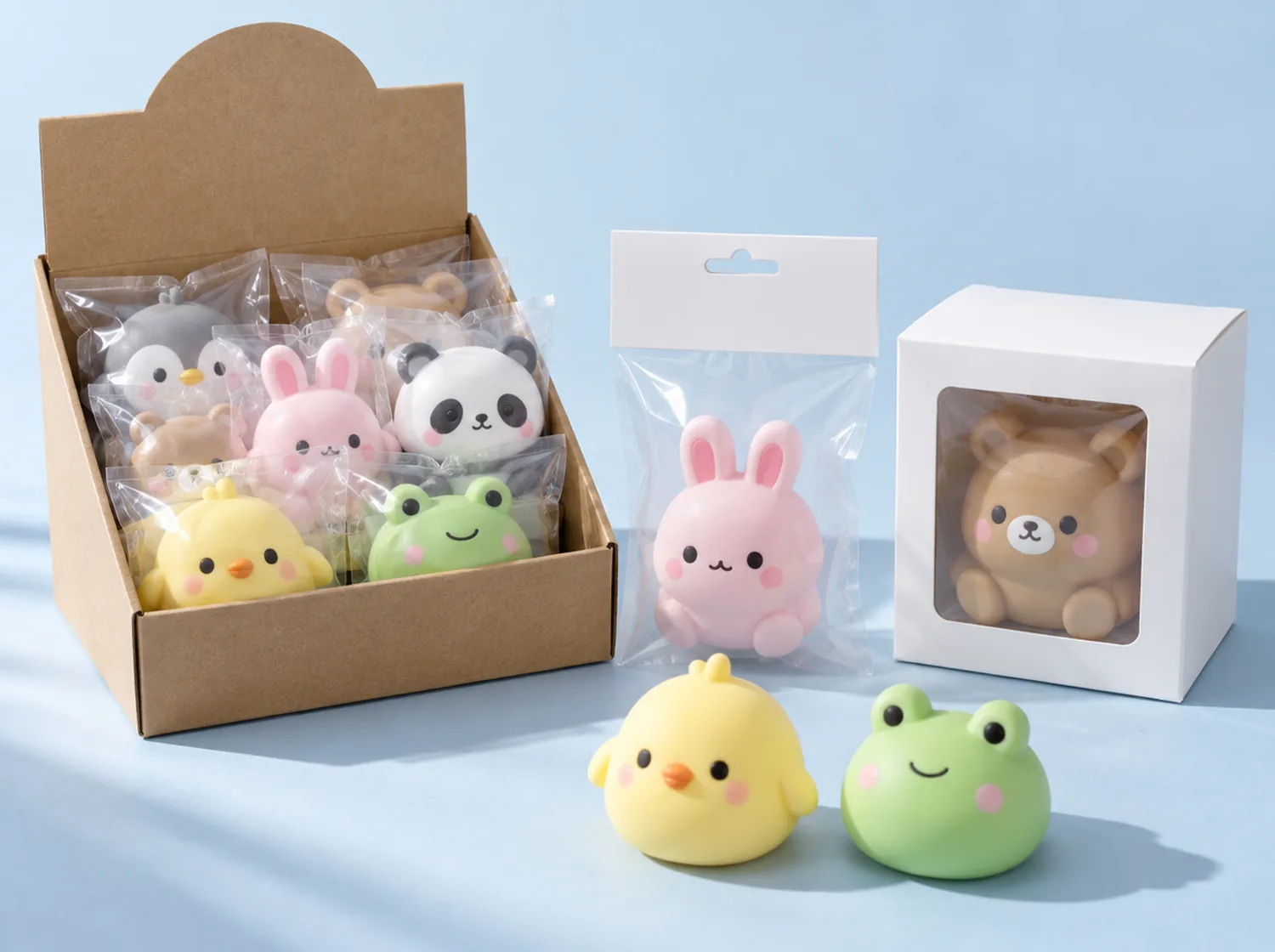 Counter display box of bagged squeeze toys